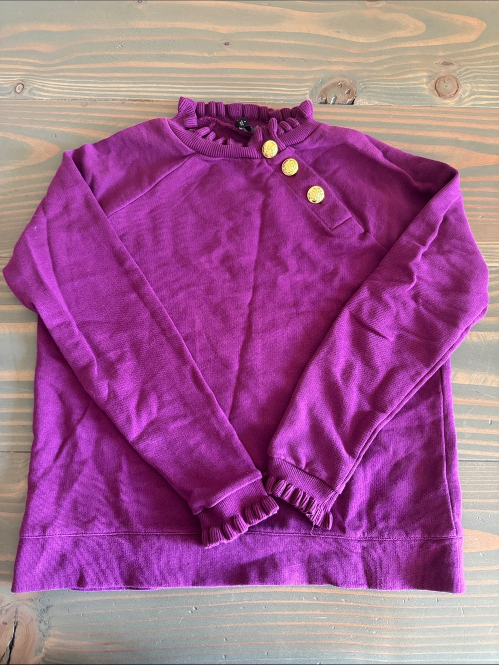 Talbots Fuchsia Crewneck Sweater with Gold Buttons